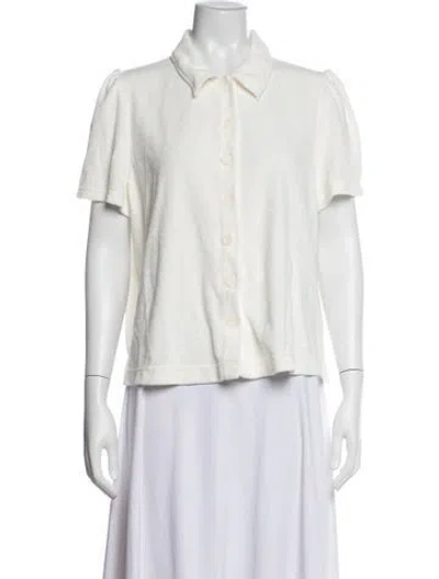 Pre-owned Me+em Short Sleeve Button-up Top In White