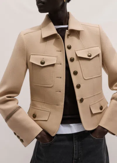 Me+em Short Twill Military Jacket Pale Stone In Brown