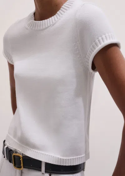 Me+em Shrunken Straight Knit Baby Tee Fresh White In Animal Print