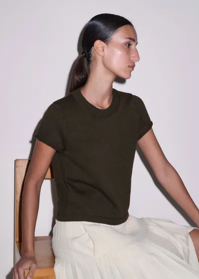 Me+em Shrunken Straight Knit Baby Tee Khaki Brown