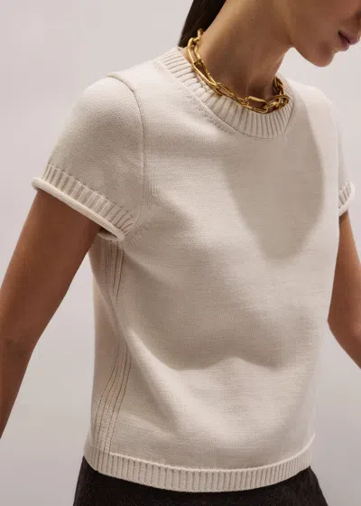 Me+em Shrunken Straight Knit Baby Tee Vanilla In White