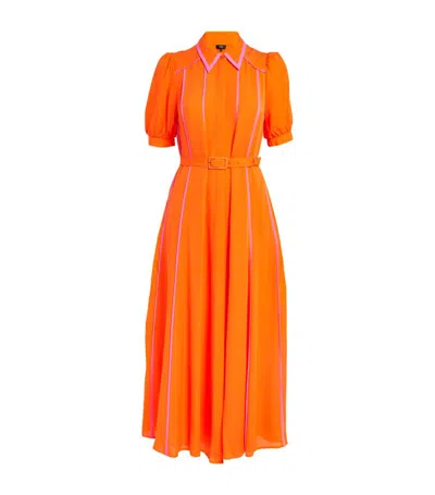 Me+em Silk Belted Maxi Dress In Orange