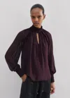 Me+em Silk-blend High Neck Swing Top + Cami In Deep Merlot