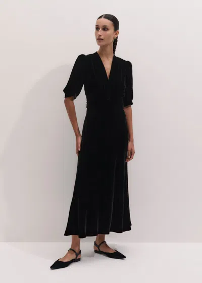 Me+em Silk Blend Velvet Maxi Dress Black