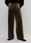 Me+em Silk-blend Velvet Relaxed Tapered Pant In Bronze Green