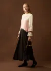 Me+em Silk Color Block Lace Maxi Dress + Belt In Light Cream/iris Pink/double Espresso