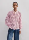 Me+em Silk Cotton Bird Of Paradise Print Blouse In Winter Iris/orange/multi