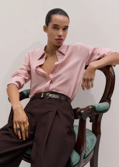 Me+em Silk Cotton Cloud Layering Shirt + Tie Smoke Pink