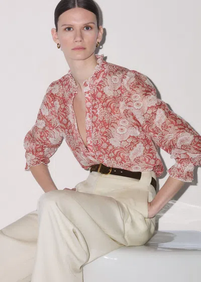 Me+em Silk Cotton Elaborate Botanical Print Blouse Pink Multi