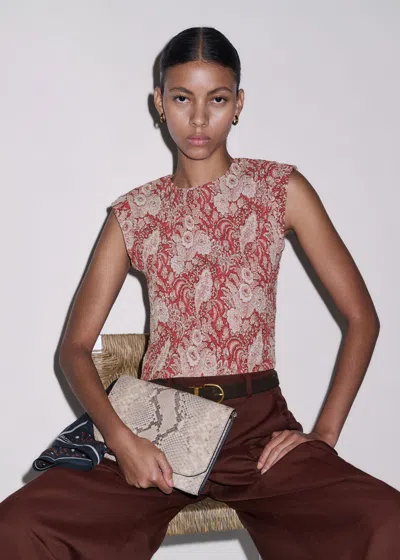 Me+em Silk Cotton Elaborate Botanical Print Crop Top Pink Multi