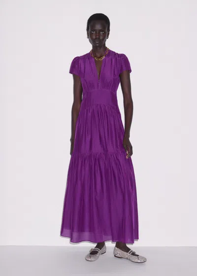 Me+em Silk Cotton Fit And Flare Maxi Dress Violet Purple