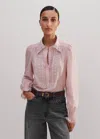 Shop Me+em Silk Cotton Lace Trim Blouse In Smoke Pink