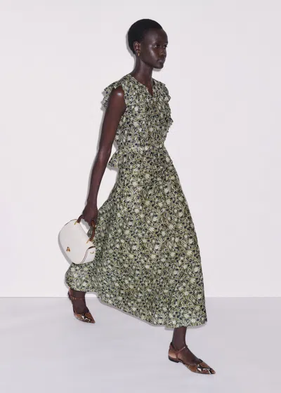 Me+em Silk Cotton Overgrown Floral Print Maxi Skirt Green-multi