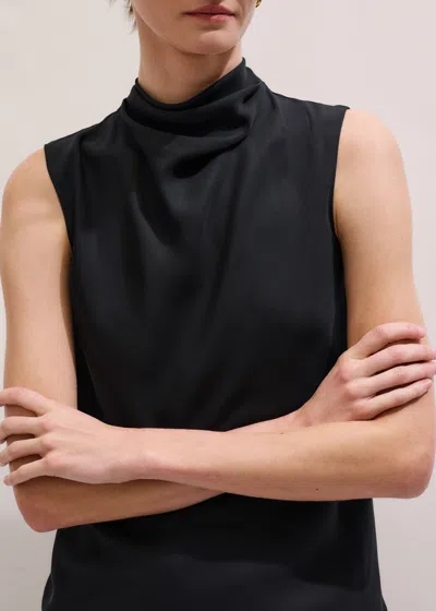 Me+em Silk Cowl Neck Sleeveless Top Black