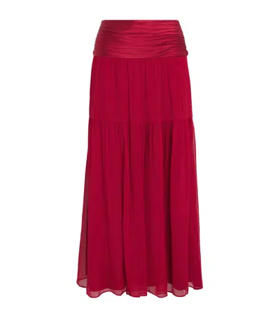 Me+em Silk Crinkle Maxi Skirt In Red