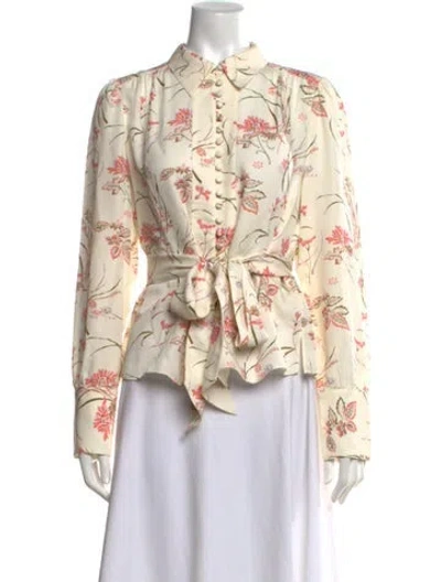 Pre-owned Me+em Silk Floral Print Blouse