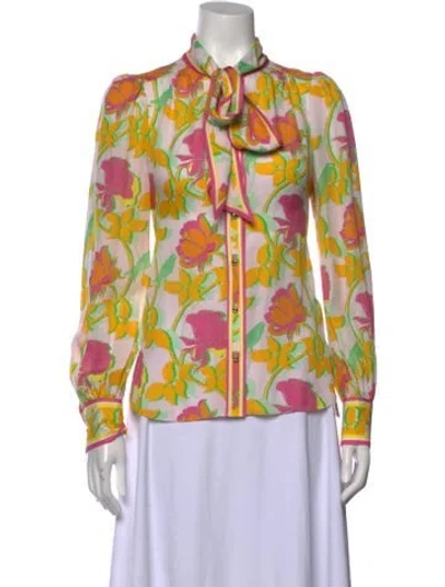 Pre-owned Me+em Silk Floral Print Blouse In Multi