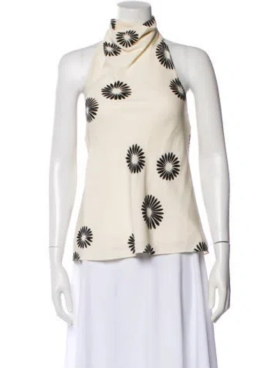 Pre-owned Me+em Silk Floral Print Top In Neutral