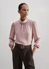 Me+em Silk High Neck Slim Top In Pink