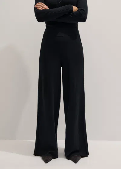 Me+em Silk Knit Evening Palazzo Pant Black