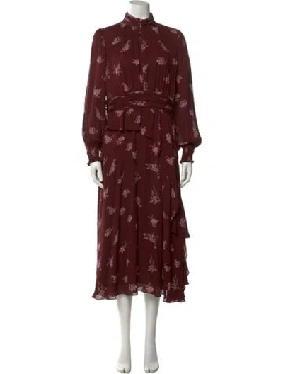 Pre-owned Me+em Silk Long Dress In Burgundy