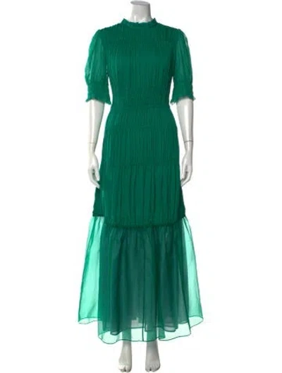Pre-owned Me+em Silk Long Dress In Green