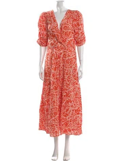 Pre-owned Me+em Silk Long Dress In Orange