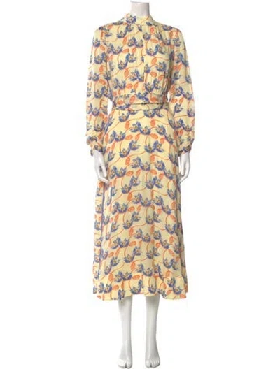 Pre-owned Me+em Silk Long Dress In Yellow