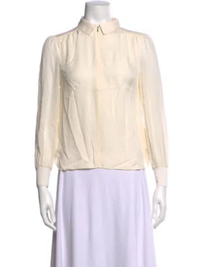 Pre-owned Me+em Silk Long Sleeve Blouse In Neutral
