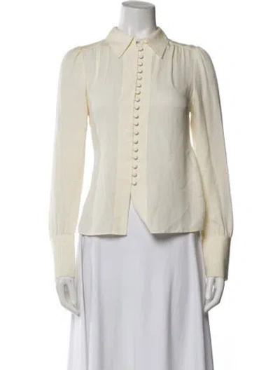 Pre-owned Me+em Silk Long Sleeve Blouse In White