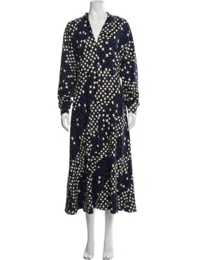 Pre-owned Me+em Silk Midi Length Dress In Blue