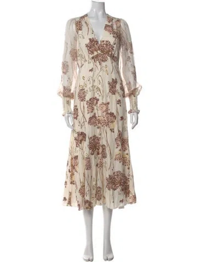 Pre-owned Me+em Silk Midi Length Dress In Neutral