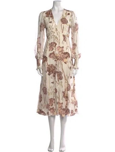Pre-owned Me+em Silk Midi Length Dress In Neutral