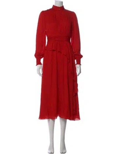 Pre-owned Me+em Silk Midi Length Dress In Orange