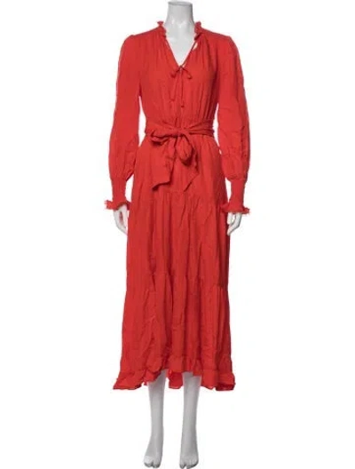 Pre-owned Me+em Silk Midi Length Dress In Orange