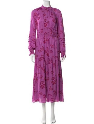 Pre-owned Me+em Silk Midi Length Dress In Purple
