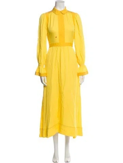 Pre-owned Me+em Silk Midi Length Dress In Yellow
