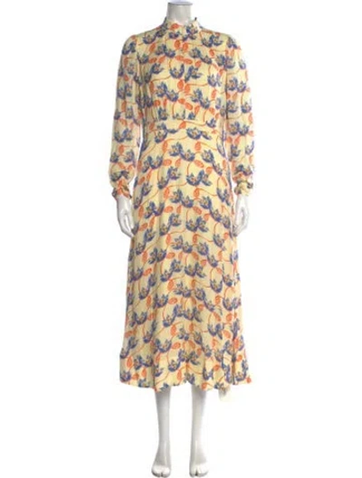 Pre-owned Me+em Silk Midi Length Dress In Yellow