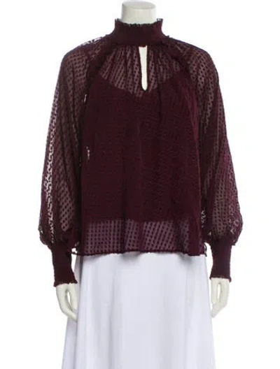 Pre-owned Me+em Silk Mock Neck Blouse In Purple