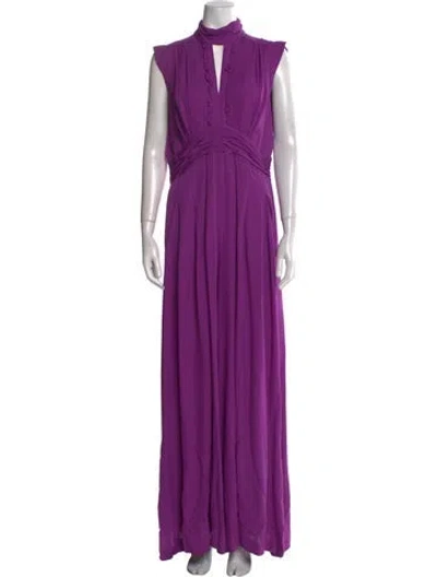 Pre-owned Me+em Silk Mock Neck Jumpsuit In Purple