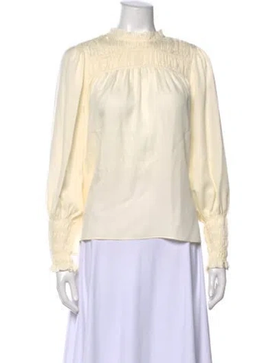 Pre-owned Me+em Silk Mock Neck Top In Neutral