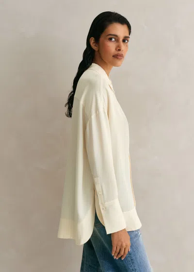 Me+em Silk Oversized Shirt In Light Cream