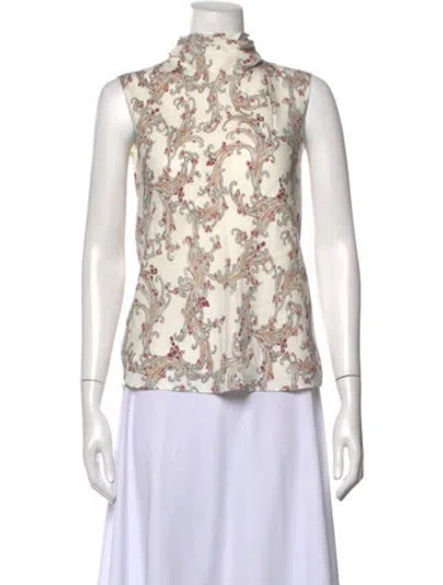 Pre-owned Me+em Silk Paisley Print Top In Neutrals