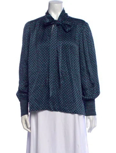 Pre-owned Me+em Silk Polka Dot Print Blouse In Blue