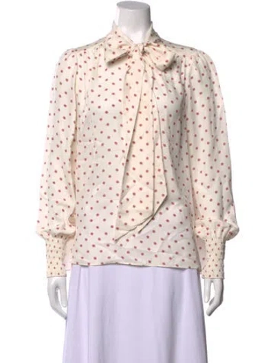 Pre-owned Me+em Silk Polka Dot Print Blouse In Neutral