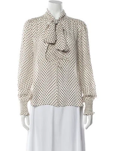 Pre-owned Me+em Silk Polka Dot Print Blouse In Neutrals