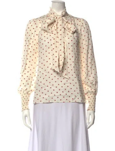 Pre-owned Me+em Silk Polka Dot Print Blouse In Neutrals