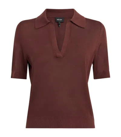 Me+em Silk Polo Shirt In Brown