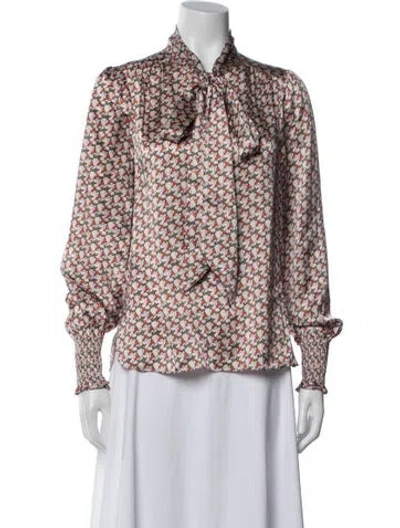 Pre-owned Me+em Silk Printed Blouse In White