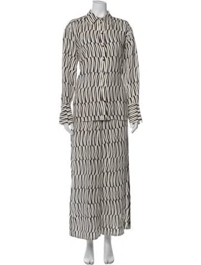 Pre-owned Me+em Silk Printed Pant Set In Neutral
